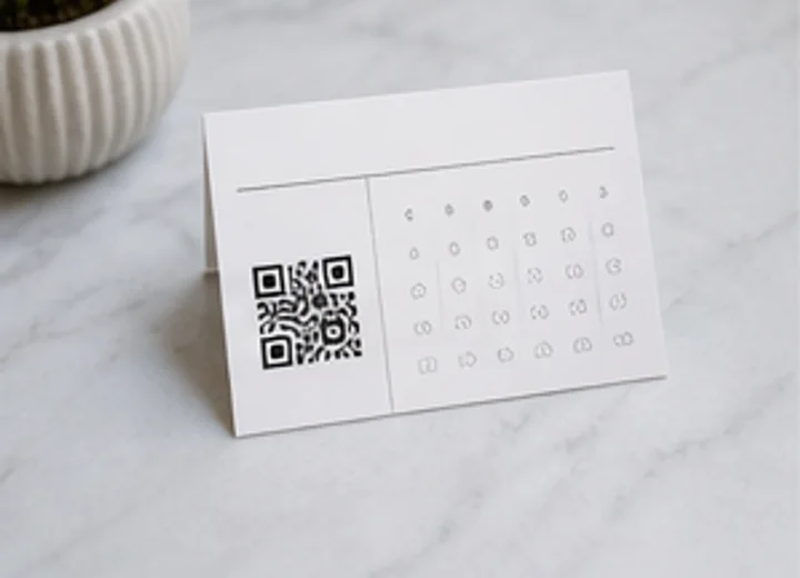 Appointment card with a QR code and calendar layout