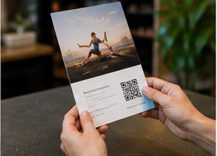 Flyer with a QR code near the offer area