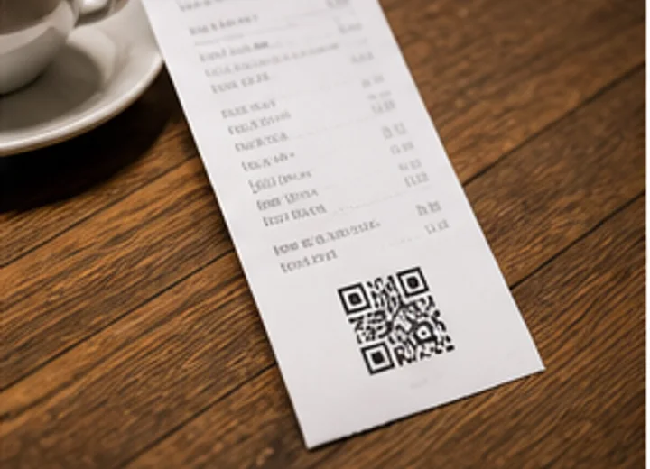Printed receipt with a QR code near the bottom